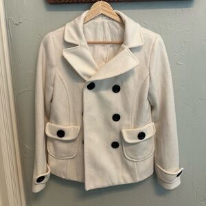 Elegant Women's White Double-Breasted Coat
